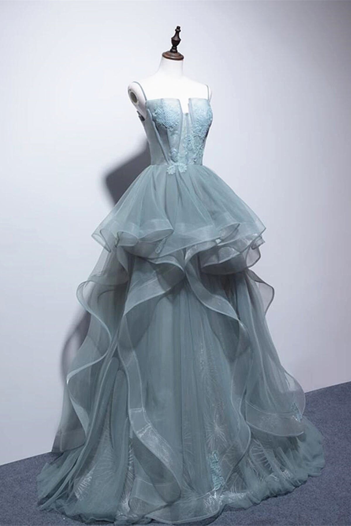 Roycebridal Roycebridal Green Lace Long Prom Dresses, Green Lace Long Formal Evening Dresses