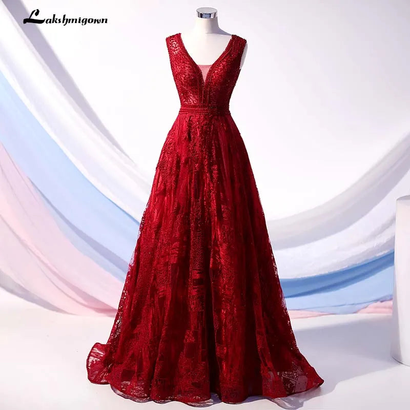 Prom Dress Trajes De Noche 2020 Roycebridal Wine Red Crystal Long