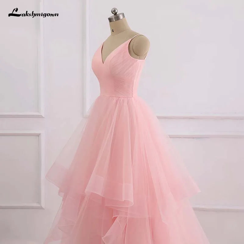 Roycebridal Romantic Pink Beach Wedding Dress boho Bridal Dresses Straps Tulle Zipper Back with 30cm tail Vestido De Noiva