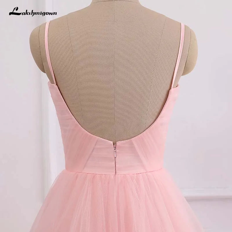 Roycebridal Romantic Pink Beach Wedding Dress boho Bridal Dresses Straps Tulle Zipper Back with 30cm tail Vestido De Noiva