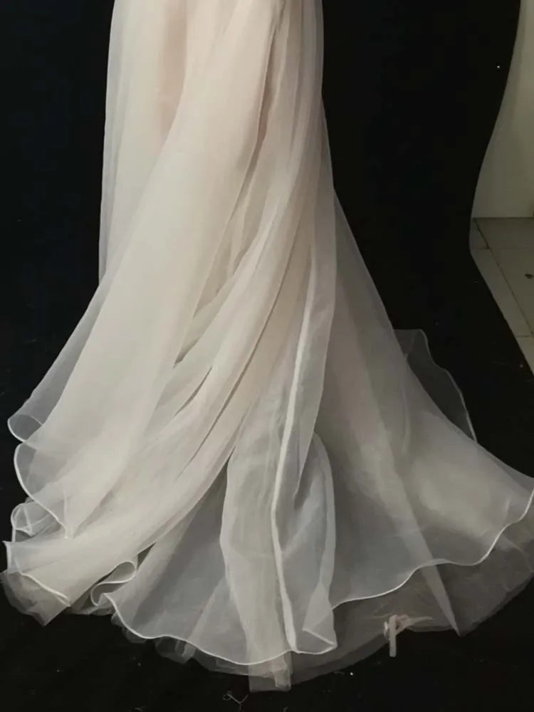 Roycebridal Sexy V Neck Lace Appliques Tulle A Line Open Legs Open Back Wedding Dress Bridal Gowns Beach Wedding Dresses hochzeitskleid