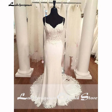 Roycebridal Robe de mariée sirène à col en V avec appliques en dentelle Robe de mariée bohème dos nu Robe de mariée sexy Robe de mariée