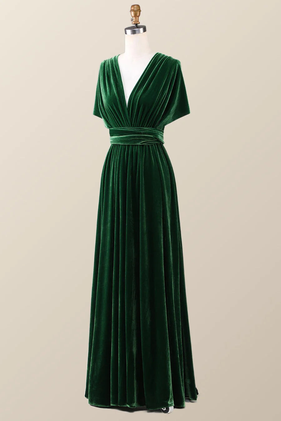 Roycebridal Infinity Dunkelgrünes Brautjungfernkleid aus Samt, lang, für den Winter