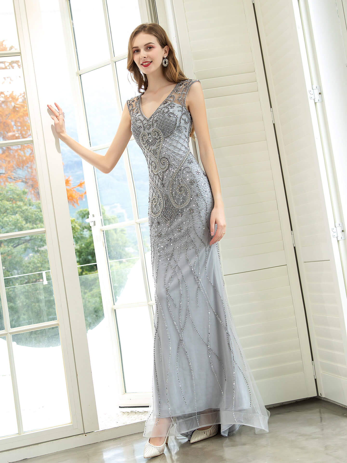 Roycebridal Meerjungfrau/Trompete Luxuriöse glitzernde Fee Sexy Abendkleider Ärmellos