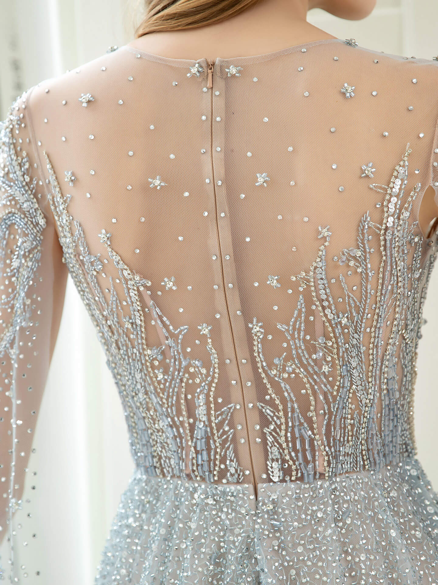 Roycebridal A-Linie Luxuriöse Glitzernde Fee Sexy Formale Abendkleider Langarm Bodenlang