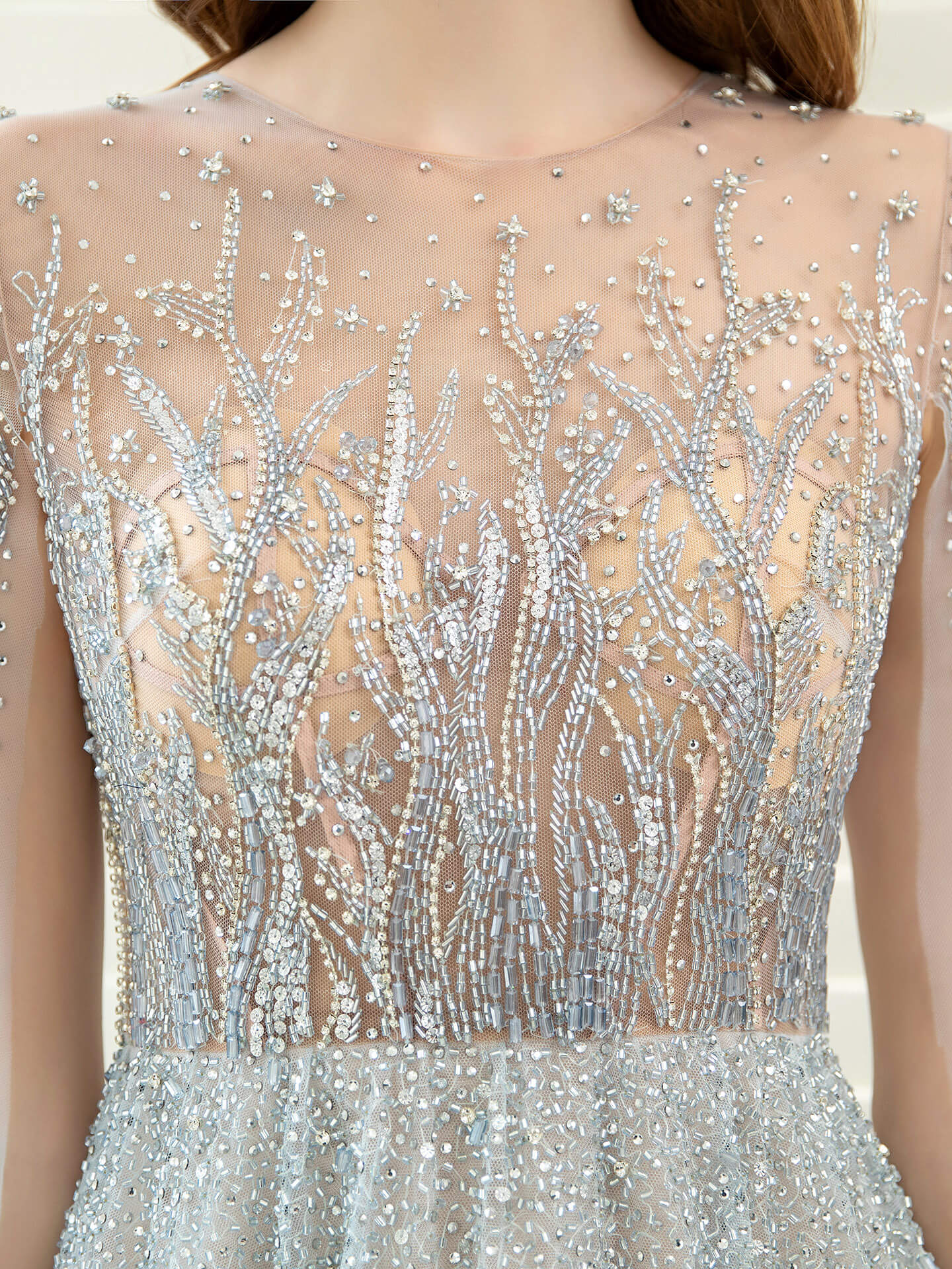 Roycebridal A-Linie Luxuriöse Glitzernde Fee Sexy Formale Abendkleider Langarm Bodenlang