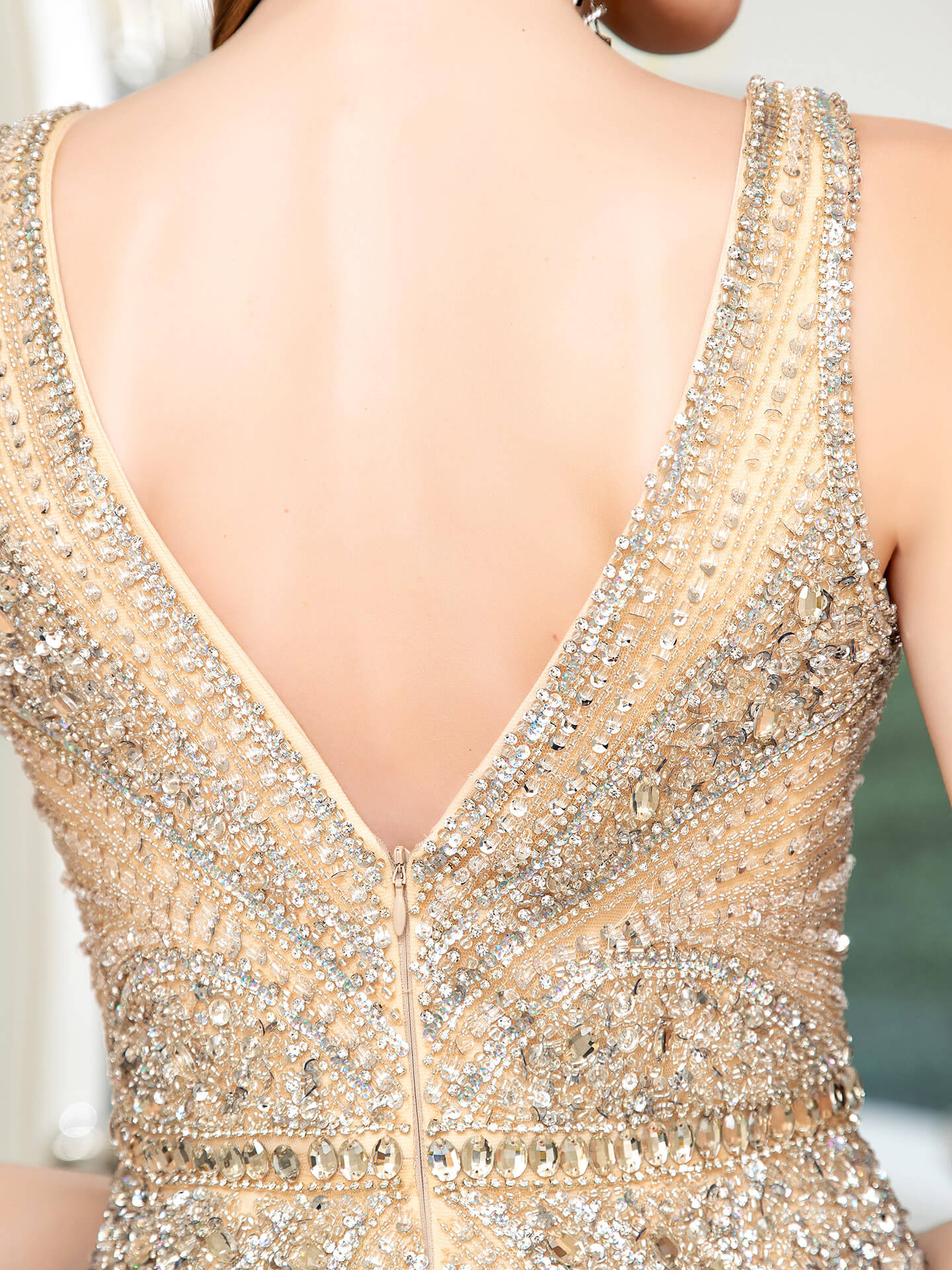 Roycebridal Mermaid V-neck Beaded Luxurious Fashion Formal Evening Dresses Sleeveless Floor Length