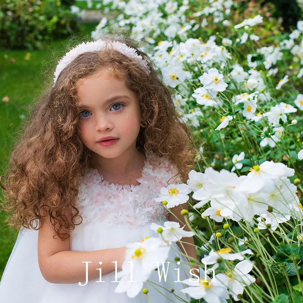 Roycebridal Luxury Dubai White Girl Dress Flowers Princess Baby Kids Wedding Birthday Party Evening Prom Gown Communion 2025 J192