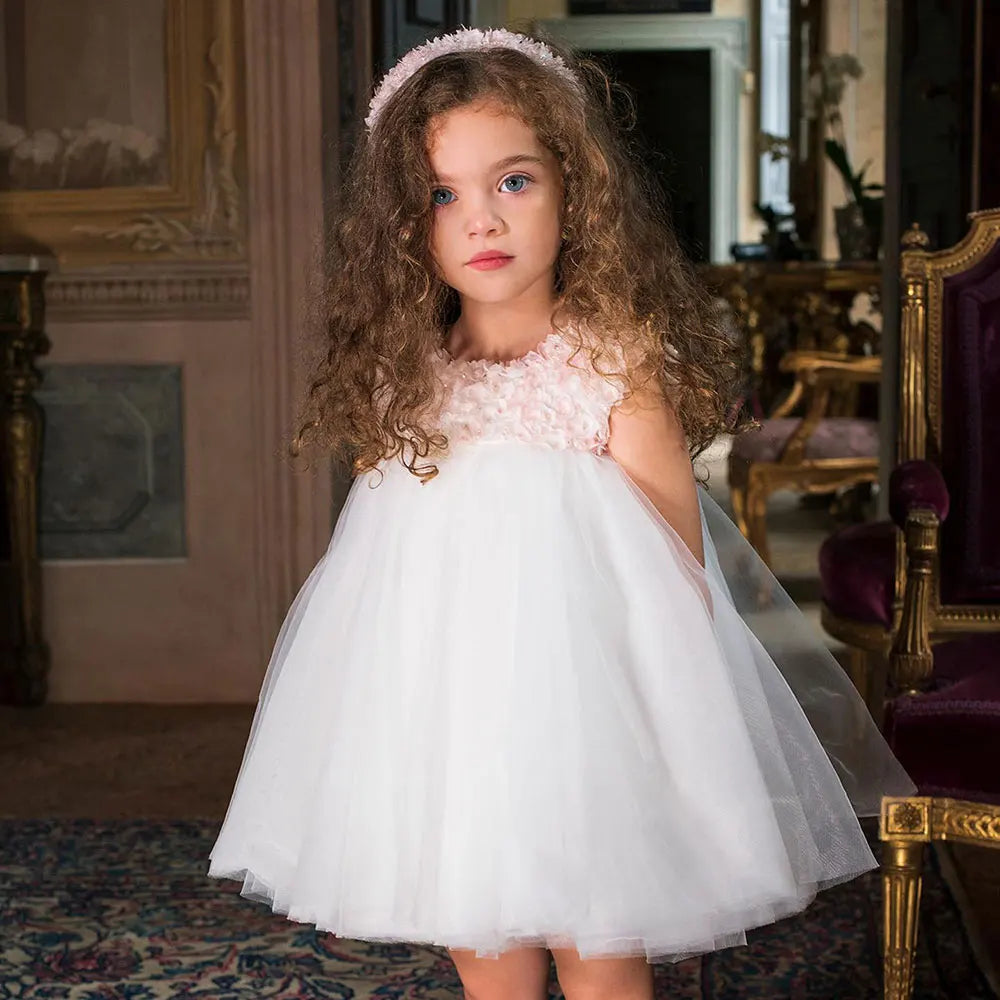 Roycebridal Luxury Dubai White Girl Dress Flowers Princess Baby Kids Wedding Birthday Party Evening Prom Gown Communion 2025 J192