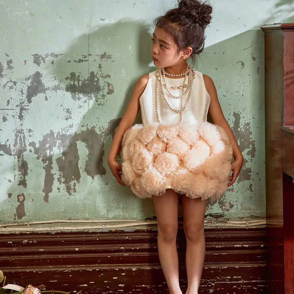 Roycebridal Mini Dubai Champagne Flower Girl Dresses Satin