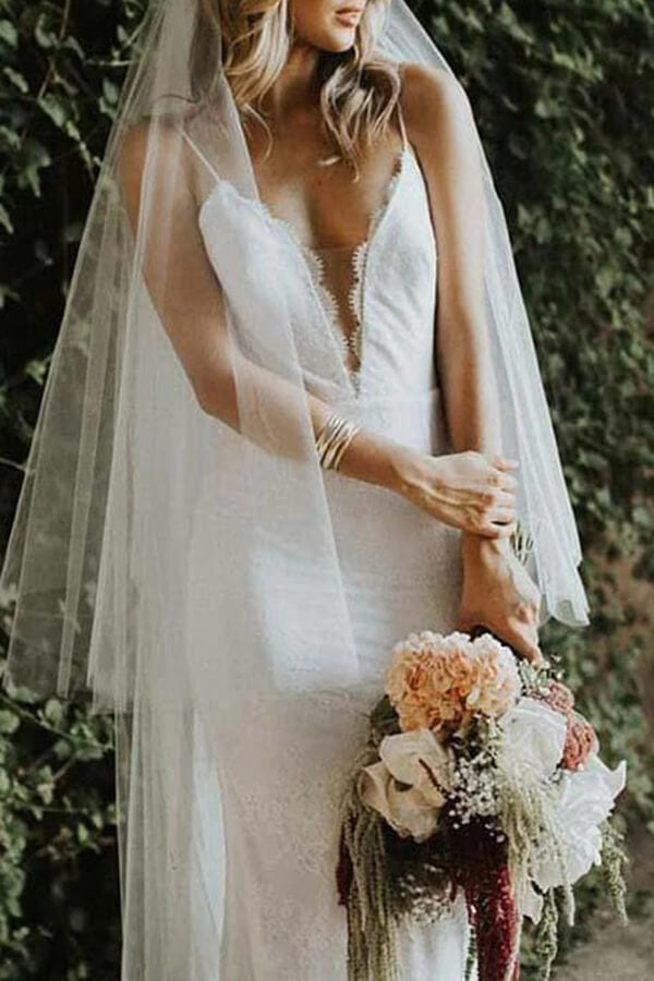 Lace Mermaid Spaghetti Straps Backless Wedding Dresses, Bridal Gown, MW692 | cheap lace wedding gown | boho wedding dresses | mermaid wedding dresses online | www.musebridals.com