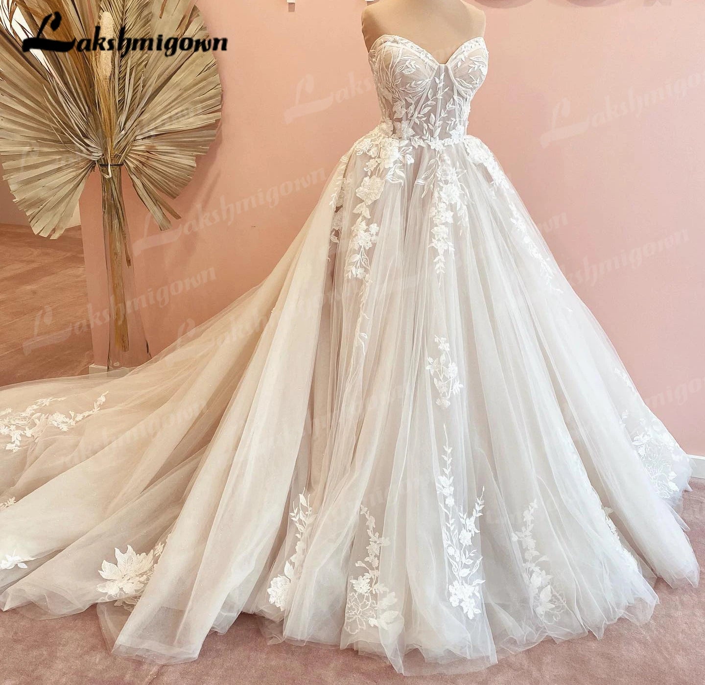 Roycebridal Luxurious Court Train Wedding Dress 2025 Vestido Civil Tulle Wedding Dresses Sleeveless Lace Bodice Bridal Gown Robe de mariee
