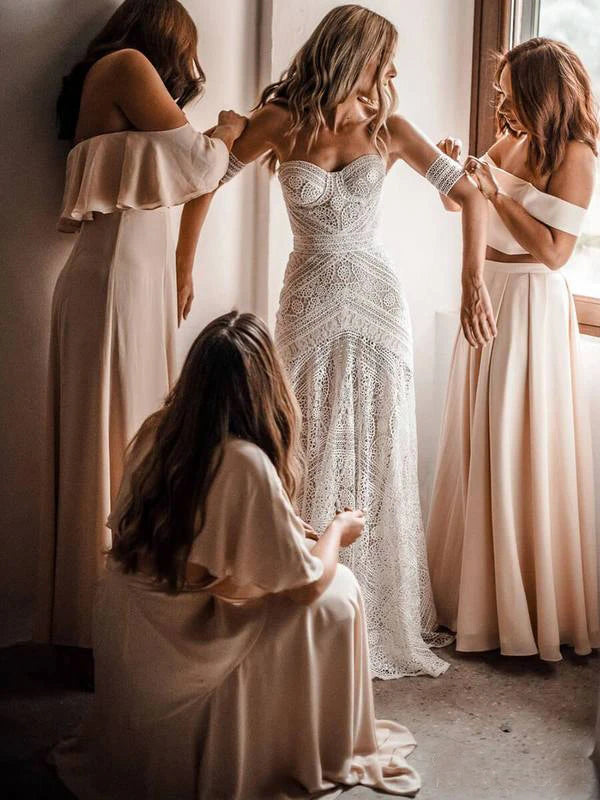 Boho lace sweetheart mermaid wedding dresses | bridal gowns | wedding gowns | wedding 2020 | lace wedding dresses | white wedding dresses | Ivory wedding dresses | mermaid wedding dresses | wedding dresses cheap | wedding party dresses | boho wedding dresses | plus size wedding dresses | affordable wedding dresses | simple wedding dresses | wedding dresses near me | wedding ideas | beach wedding dresses | wedding dresses online | Musebridals