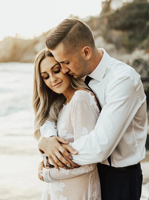 Roycebridal Wonderful Backless A-line Long Sleeves Wedding Dress Boho Bridal Gowns,MW448