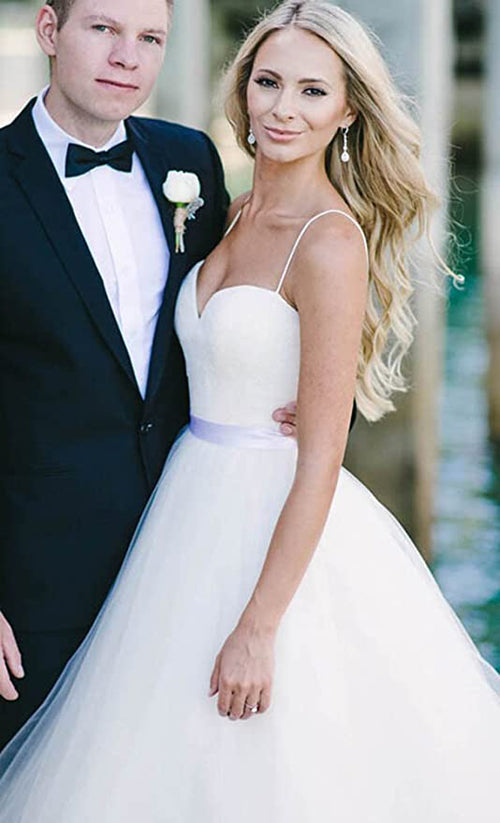 Einfache Sweetheart Spaghetti-Trägern Custom Lange Hochzeit Brautkleider, MW494