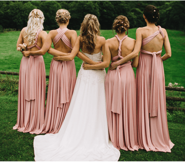 Bodenlanges Dusty Rose Infinity Brautjungfernkleid Langes Chiffonkleid