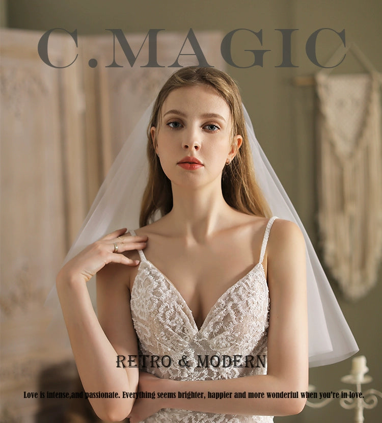 Certificat de demande en mariage double couche blanc français Roycebrial, petit voile simple et court, accessoires photo pour enregistrement de mariage