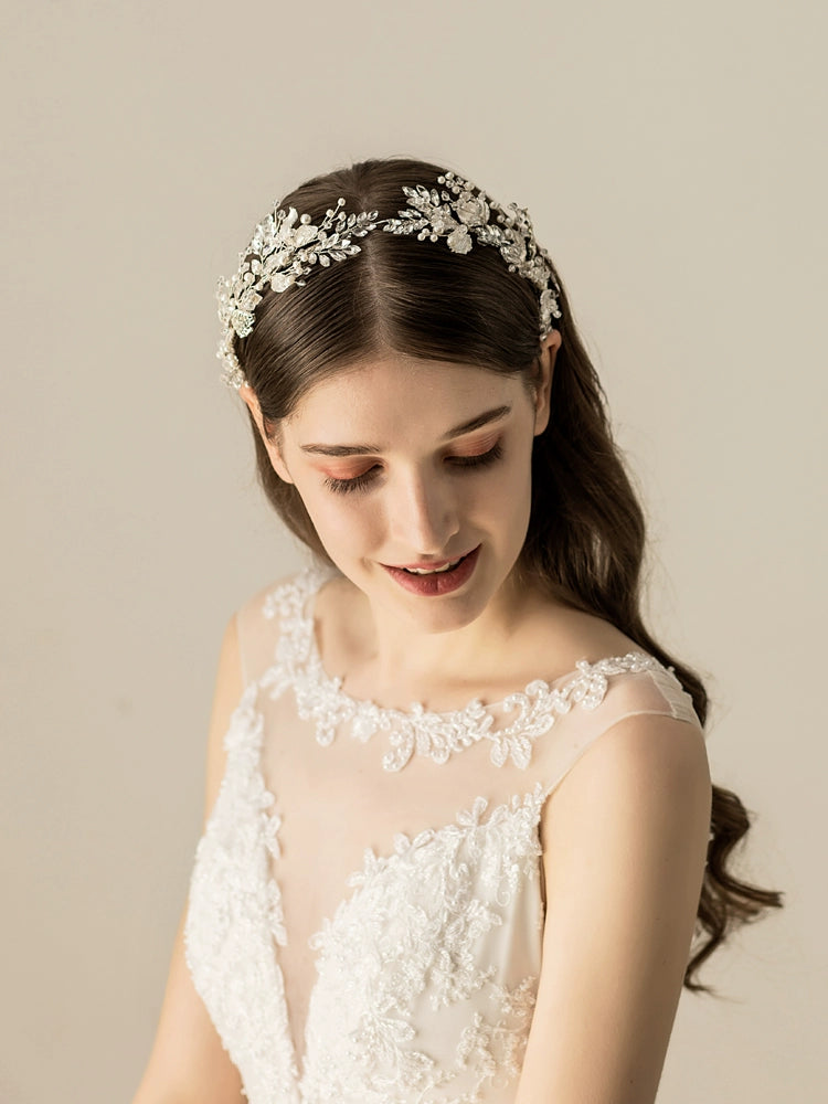 Roycebridal Serre-tête de mariée en strass, style français, accessoire de coiffure rétro en cristal