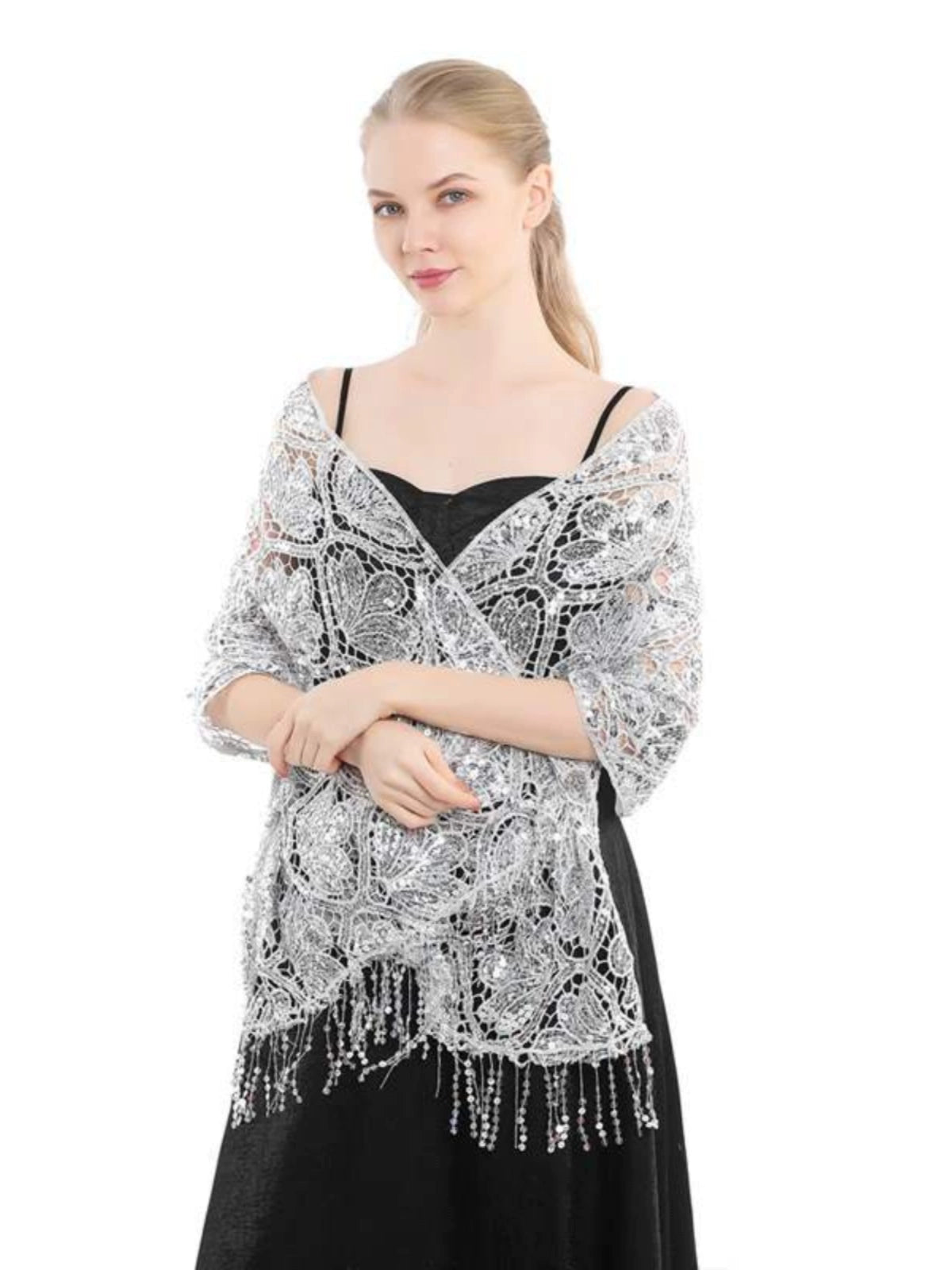Roycebridal Jacken & Wraps Pailletten Quaste Schal Party Abendkleid Cheongsam Äußere Schal Brautjungfer Langer Schal