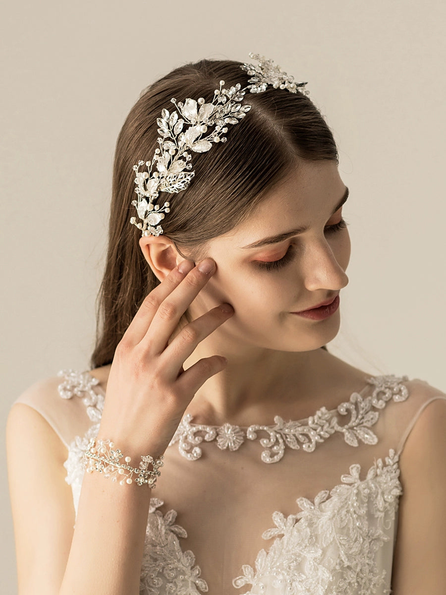 Roycebridal Serre-tête de mariée en strass, style français, accessoire de coiffure rétro en cristal