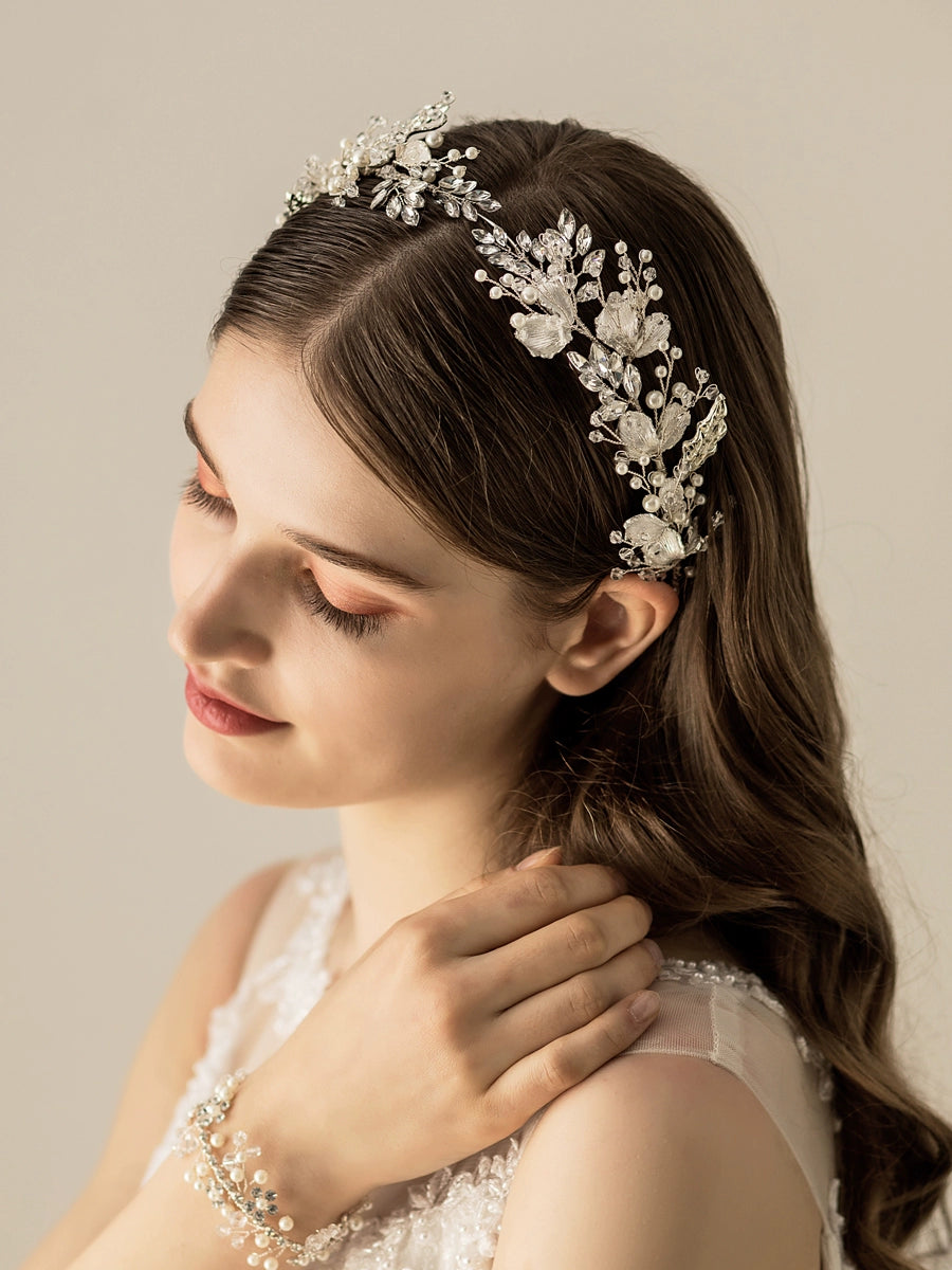 Roycebridal Serre-tête de mariée en strass, style français, accessoire de coiffure rétro en cristal