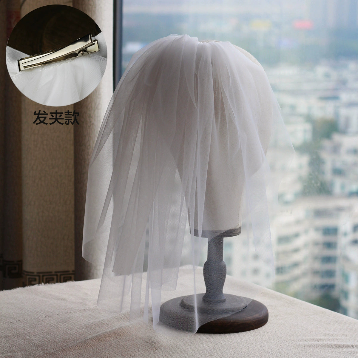 Roycebrial – Voile de mariée rétro français avec perles blanches, accessoire photo court pour mariage, coiffure de mariée