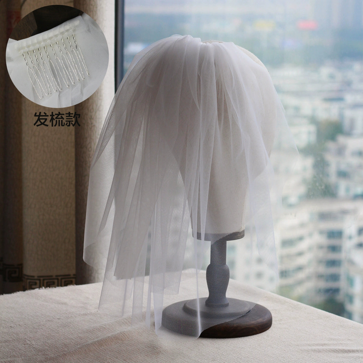 Roycebrial – Voile de mariée rétro français avec perles blanches, accessoire photo court pour mariage, coiffure de mariée
