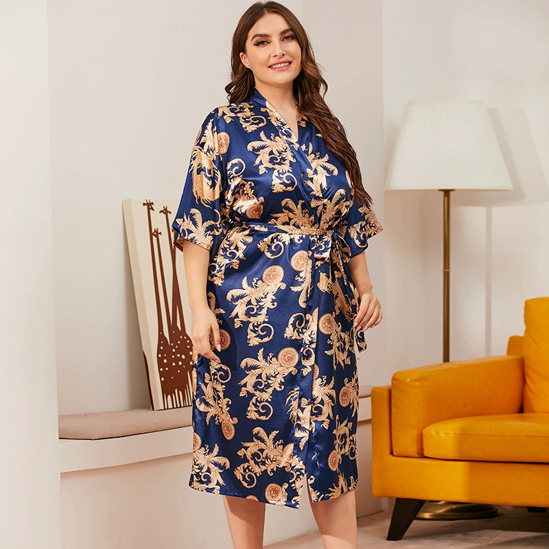 Roycebridal Sommermantel Übergröße Bademantel Pyjama Damen 3XL