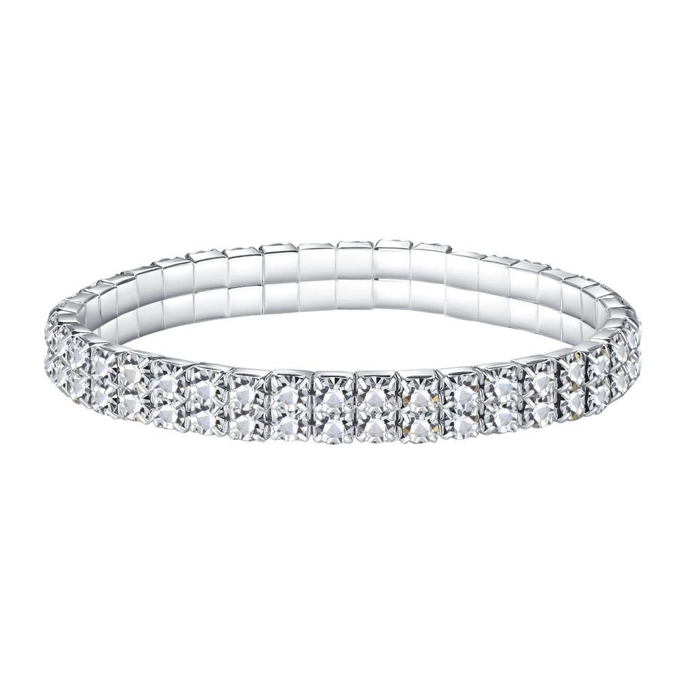 Roycebridal Einfache Quaste Strass Halskette Braut Strass Halskette Ohrringe Set Dreiteiliger Hochzeitsschmuck