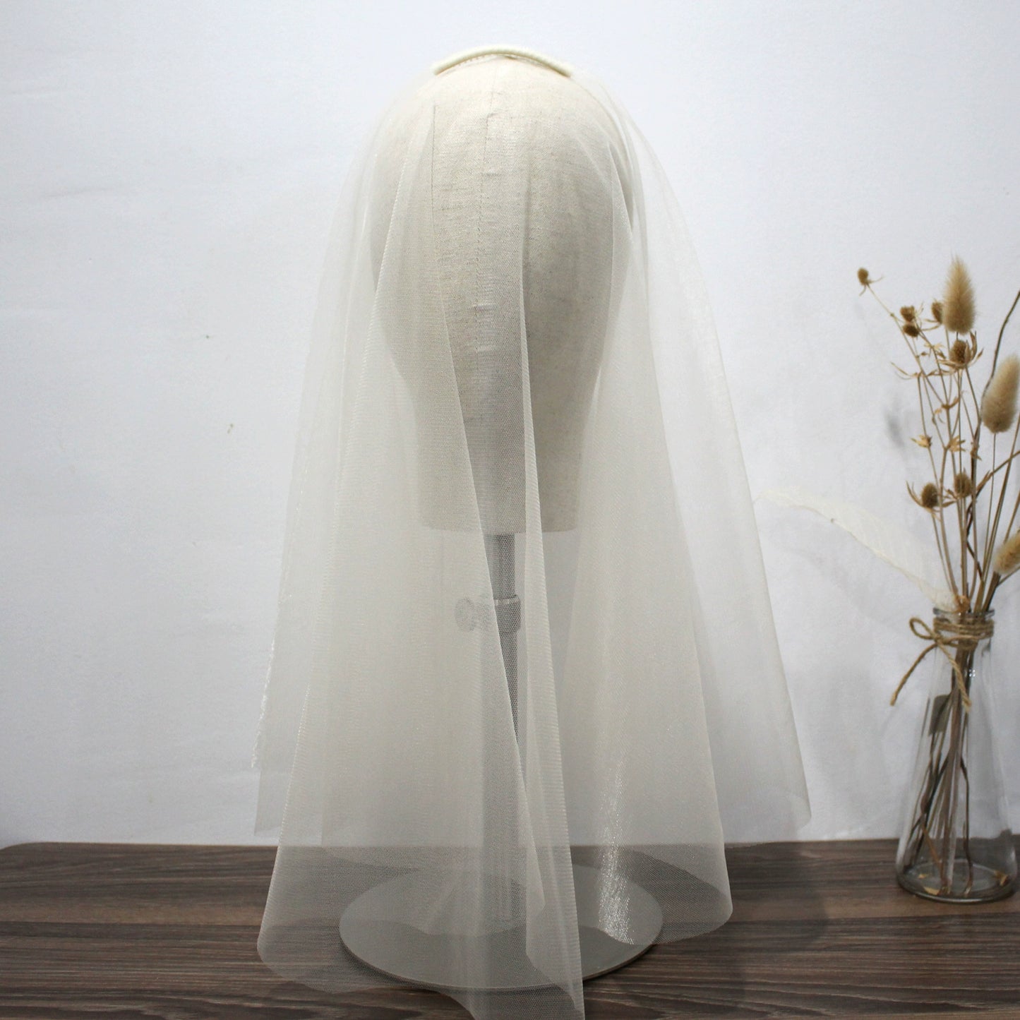 Roycebrial Einfache Kurze Zertifikat Registrierung Weiches Garn Champagner Weiß Brautschleier Hochzeit Retro Licht Hochzeit Kopfschmuck