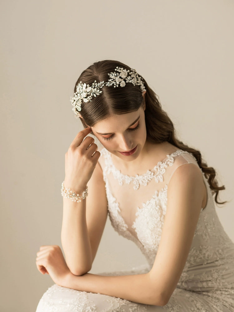 Roycebridal Serre-tête de mariée en strass, style français, accessoire de coiffure rétro en cristal