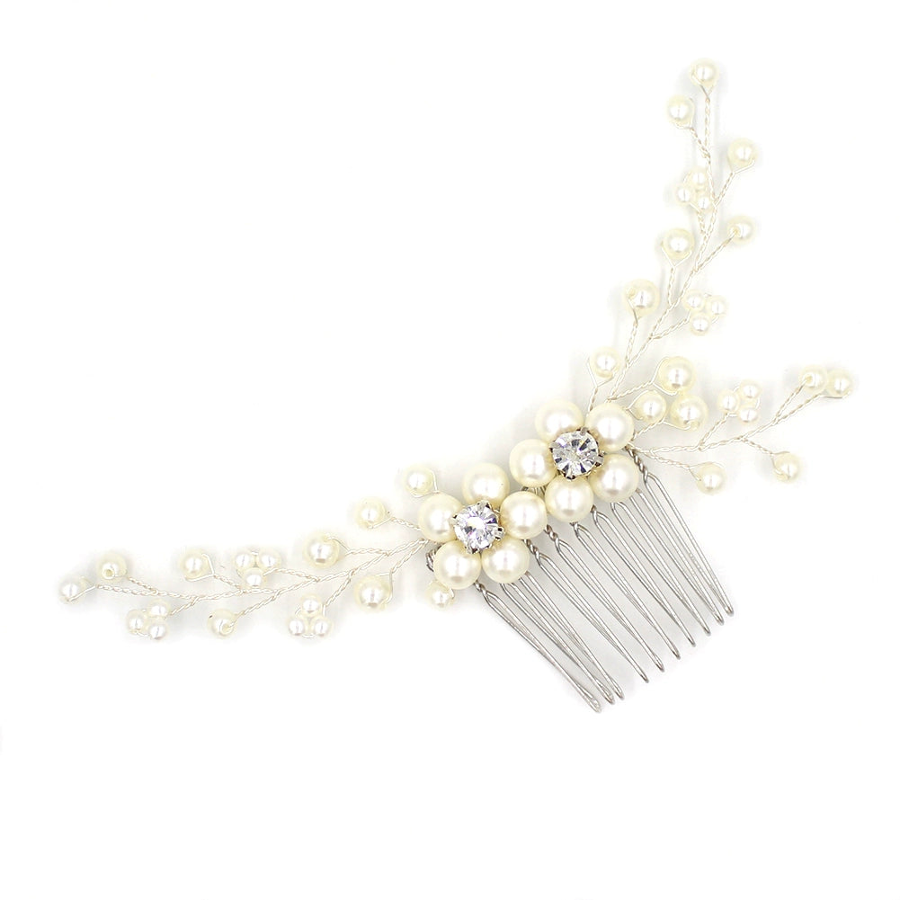 Roycebridal Accessoires de cheveux de mariée simples Peigne à cheveux perlé fait main doré à la mode pour robe de mariée Accessoires de cheveux de demoiselle d'honneur