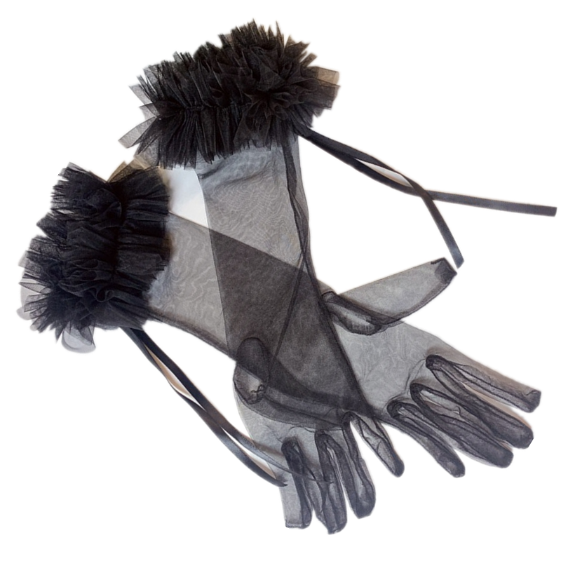 Roycebridal Accessoires de mariage gothiques Gants en dentelle noire en maille Robe longue Style personnalité rétro gothique