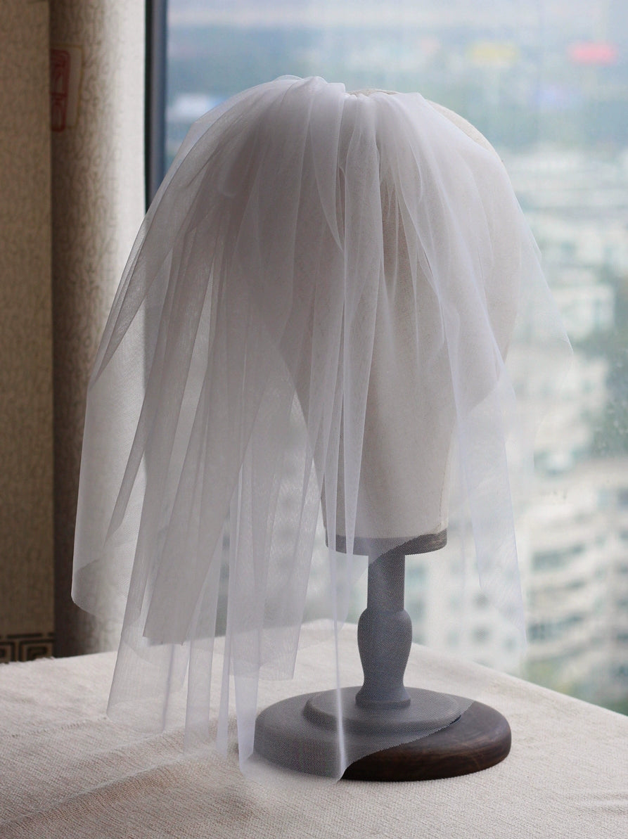 Roycebrial – Voile de mariée rétro français avec perles blanches, accessoire photo court pour mariage, coiffure de mariée