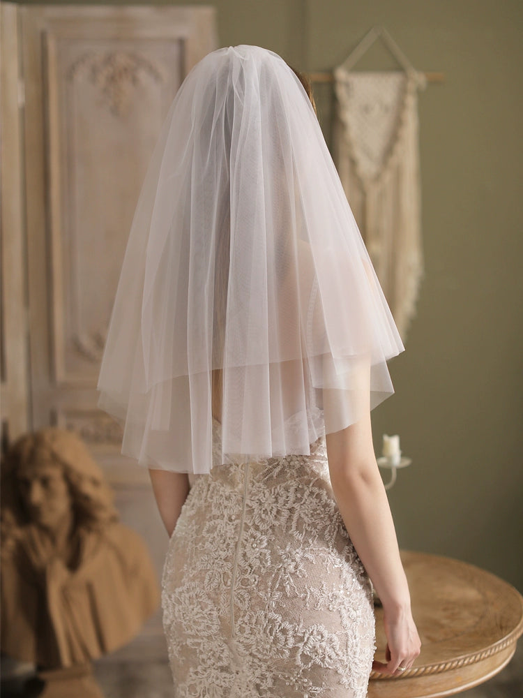 Certificat de demande en mariage double couche blanc français Roycebrial, petit voile simple et court, accessoires photo pour enregistrement de mariage
