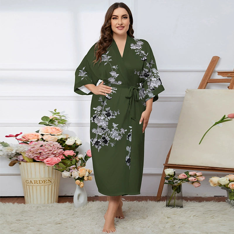 Roycebridal Home Service Suit Plus Size Robe Bathrobe Pajamas