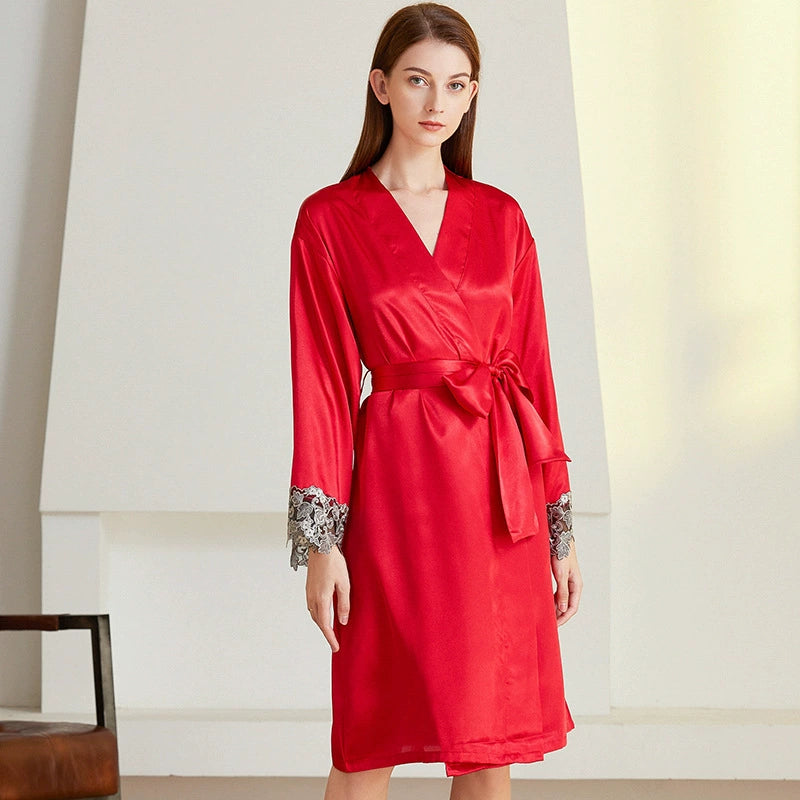 Roycebridal Damen-Bademantel mit Schnürung, sexy, Homewear