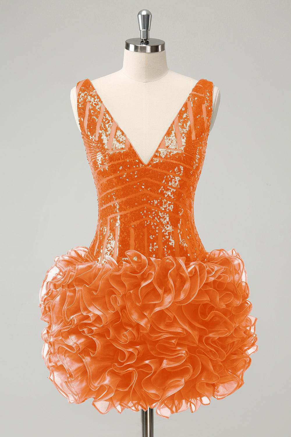 Stilvolles dunkelgrünes, figurbetontes, kurzes Homecoming-Kleid mit Pailletten und V-Ausschnitt und abnehmbarem Rock
