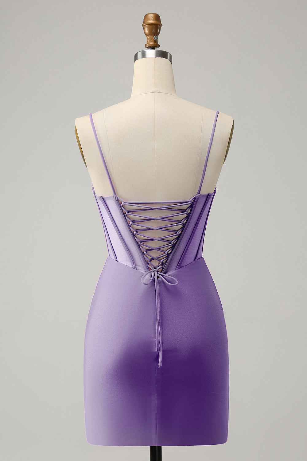 Stilvolles, figurbetontes, kurzes Homecoming-Kleid in Fuchsia mit Schnürung am Rücken und Perlenbesatz im Korsett-Stil