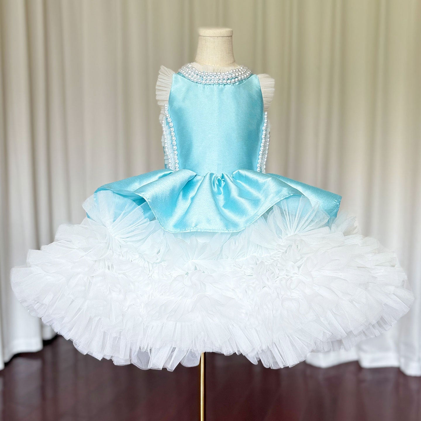 Roycebridal Luxury Sky Blue Girl Dress Pearls Baby Kids Princess Birthday Wedding Party Children Holy Communion Gown 2025 J027