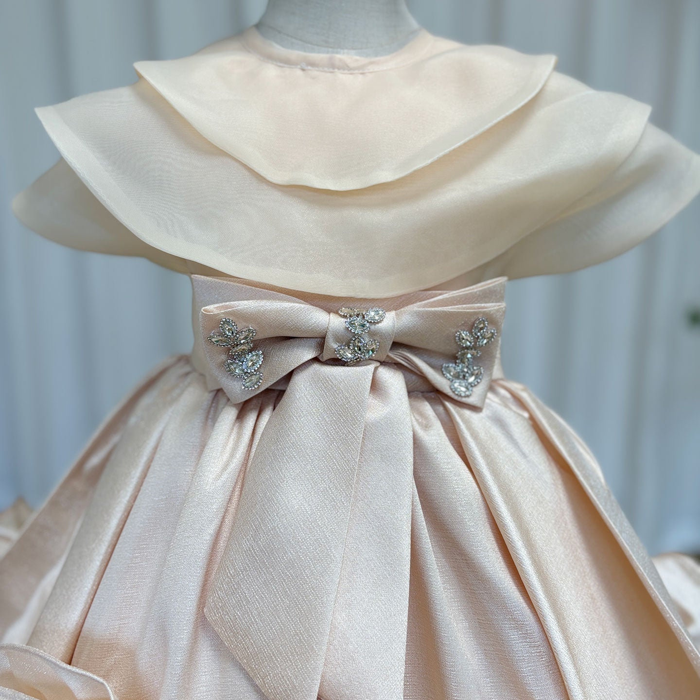 Roycebridal Elegant Beige Girl Dresses Handmade Flowers with Headgear for Kids Wedding Birthday Holiday Party Gown 2025 J104