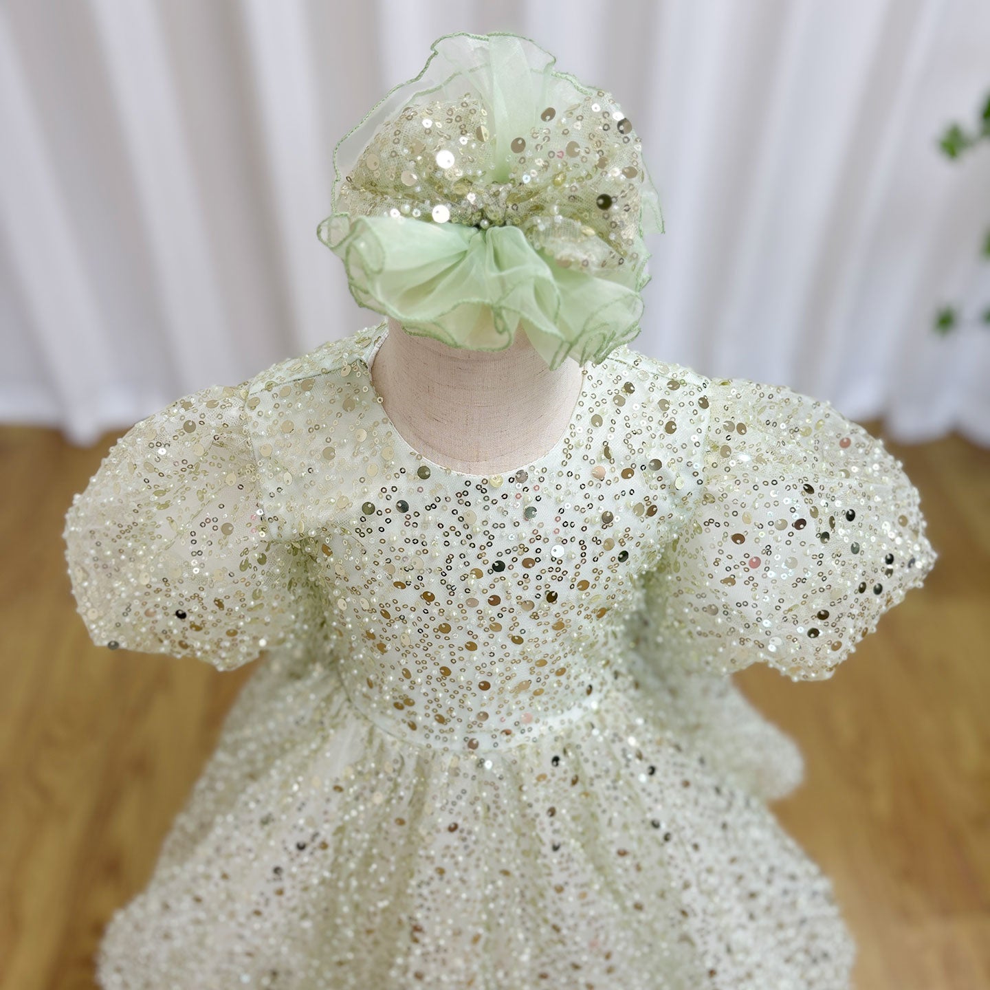 Robe de princesse élégante et brillante pour fille, style sauge, avec nœud, pour mariage, anniversaire, première communion, concours, J156