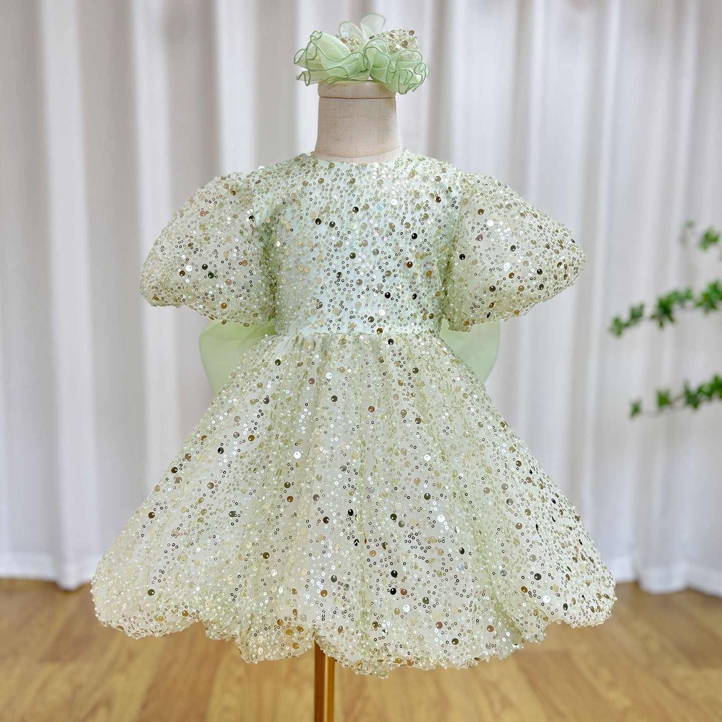 Robe de princesse élégante et brillante pour fille, style sauge, avec nœud, pour mariage, anniversaire, première communion, concours, J156