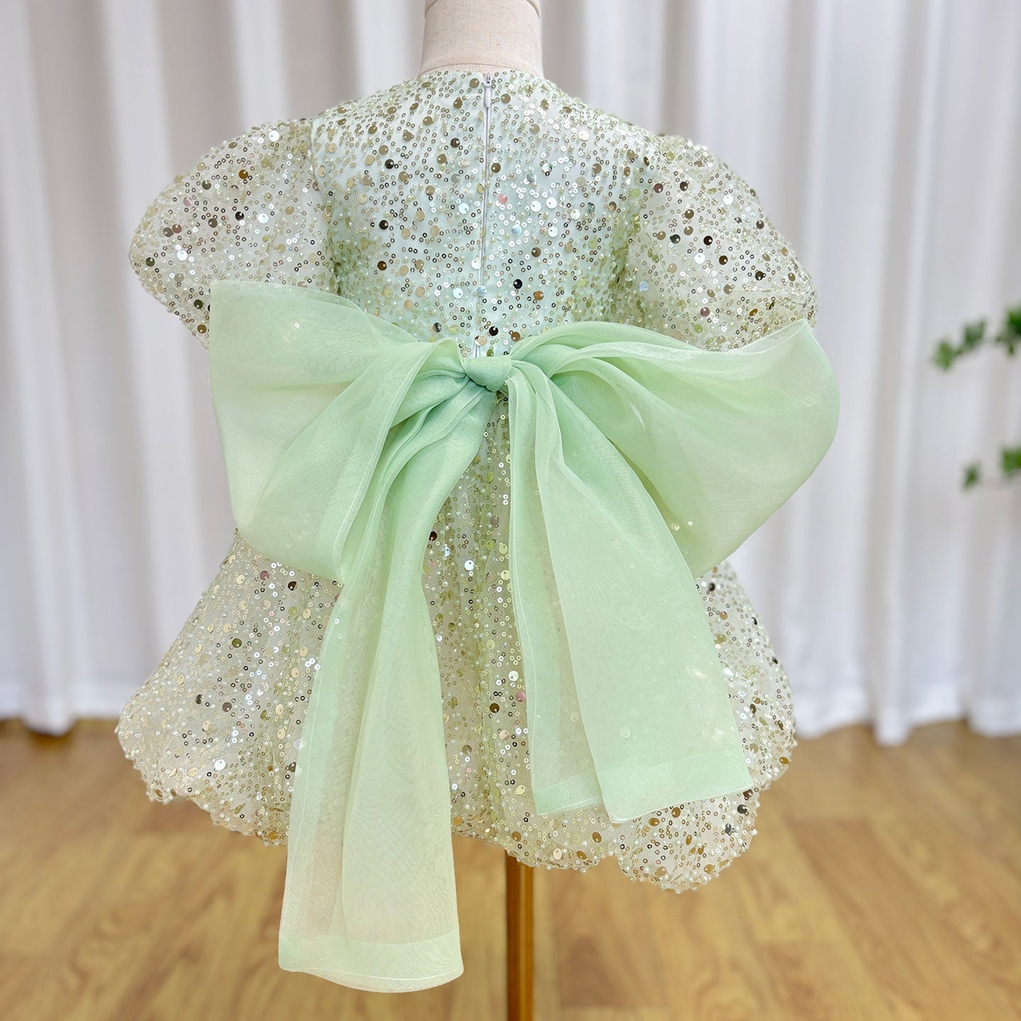 Robe de princesse élégante et brillante pour fille, style sauge, avec nœud, pour mariage, anniversaire, première communion, concours, J156