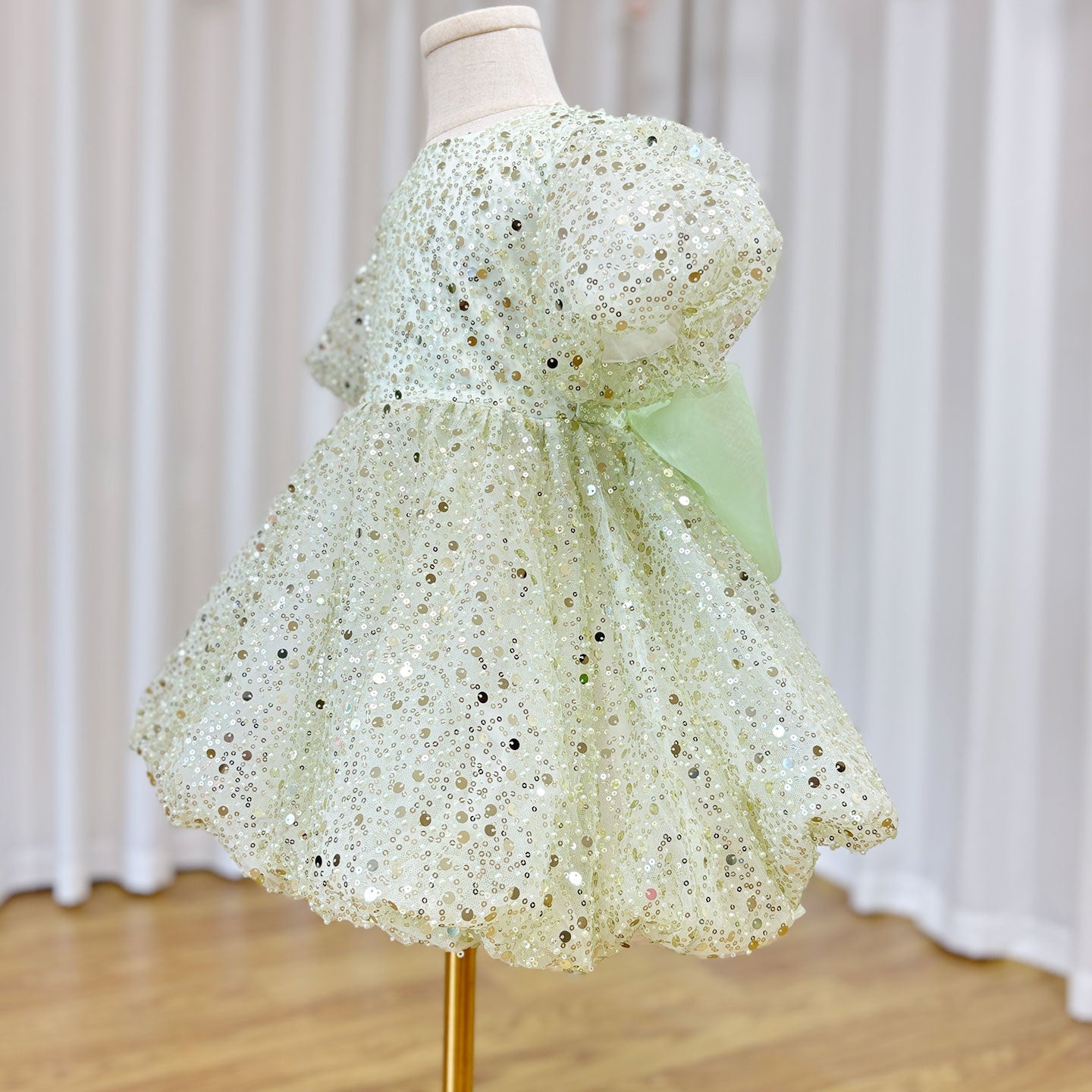 Robe de princesse élégante et brillante pour fille, style sauge, avec nœud, pour mariage, anniversaire, première communion, concours, J156