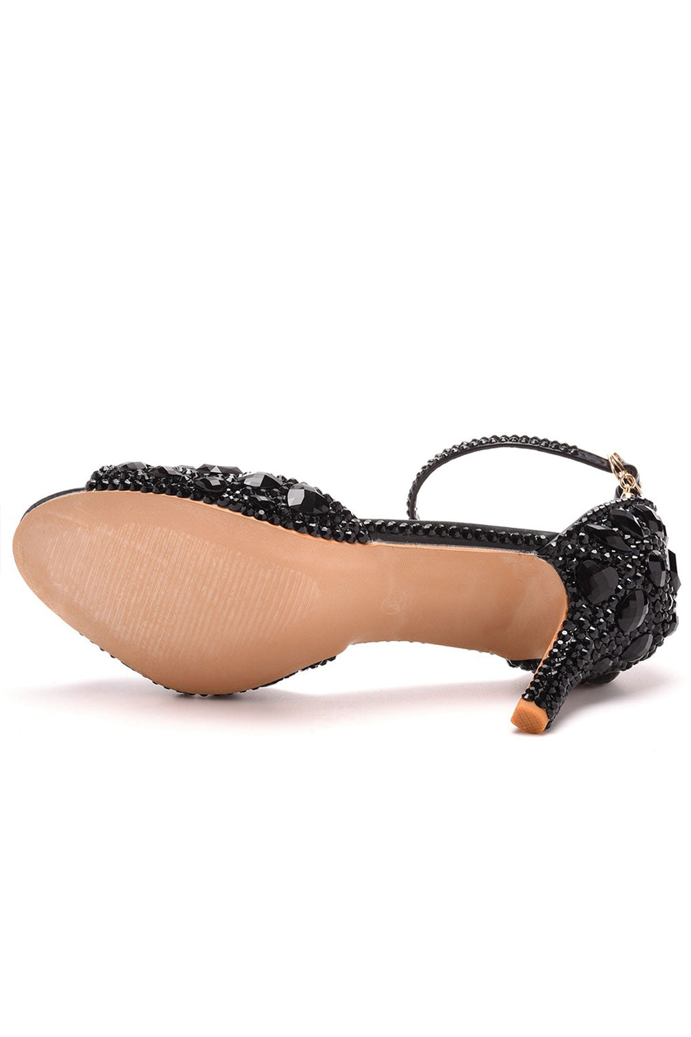 Sandales à talons hauts et bride à la cheville avec strass et bout ouvert