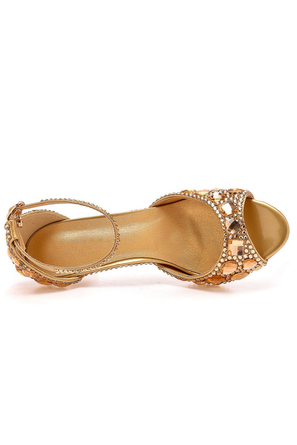 Sandales à talons hauts et bride à la cheville avec strass et bout ouvert