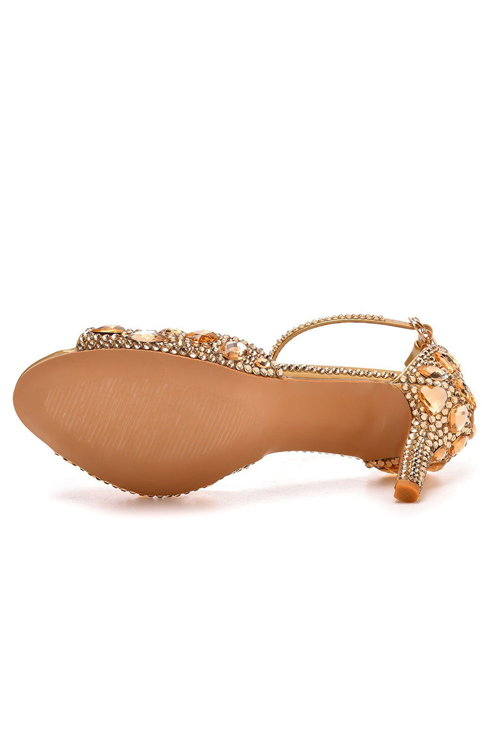 Sandales à talons hauts et bride à la cheville avec strass et bout ouvert
