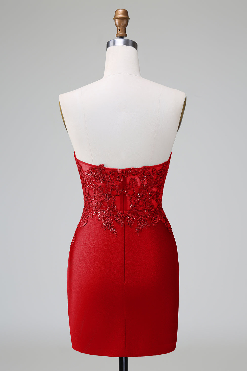Classy Red Bodycon Strapless Pleated Short Homecoming Dress with Beading