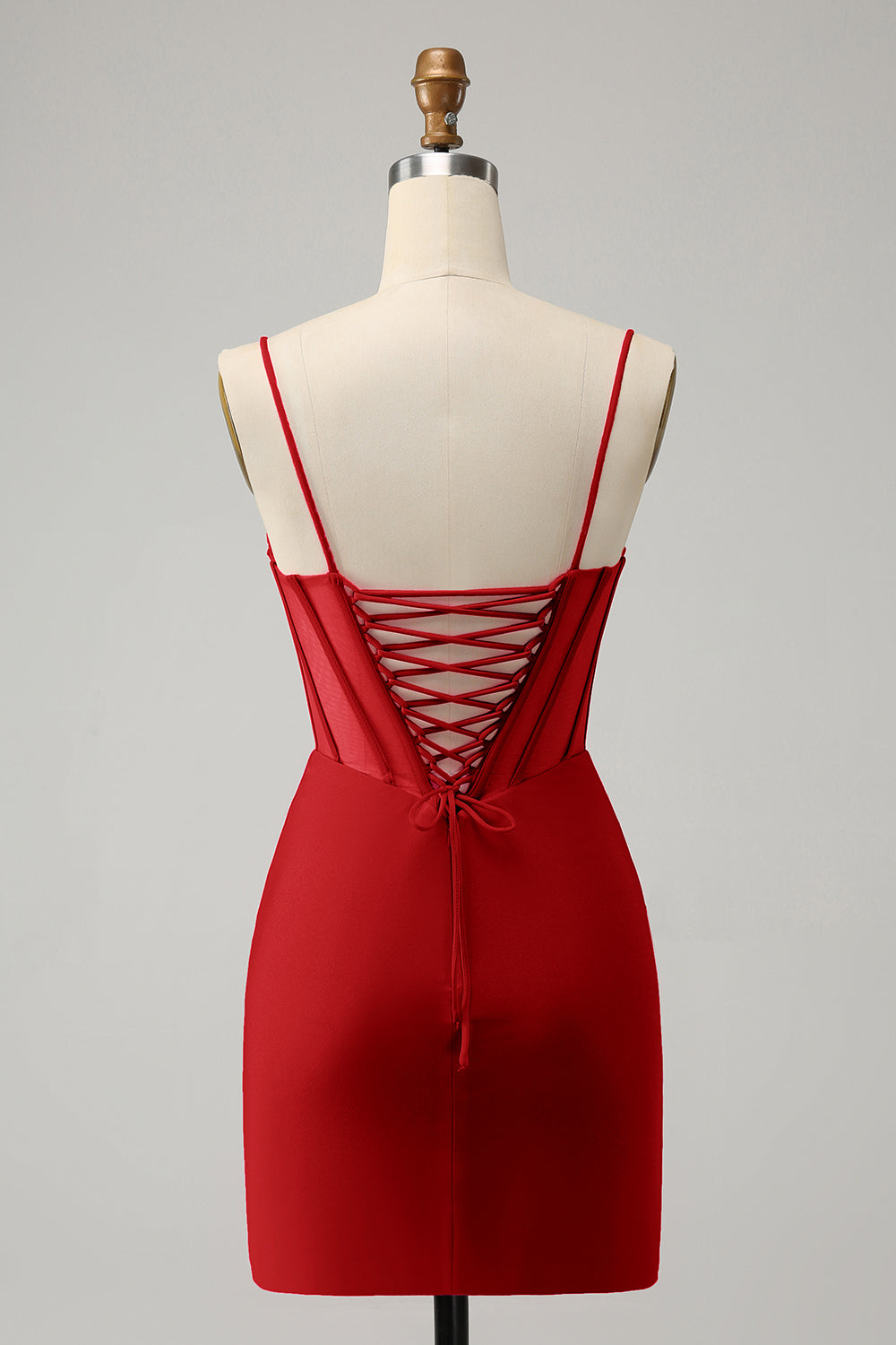 Stilvolles, figurbetontes, kurzes Homecoming-Kleid in Fuchsia mit Schnürung am Rücken und Perlenbesatz im Korsett-Stil